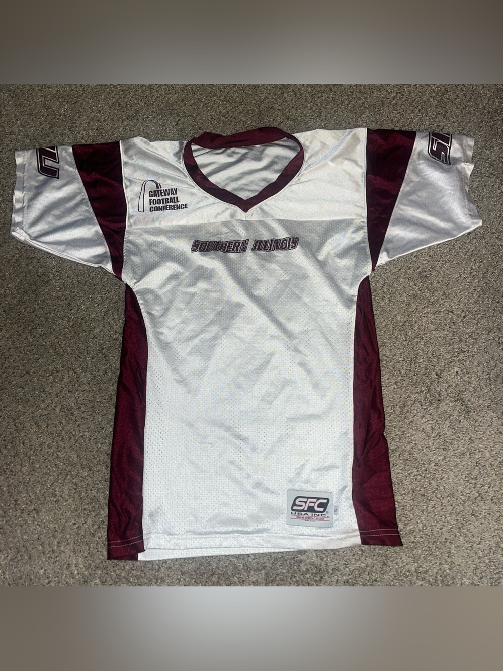 Vintage SIU Salukis Football Jersey Small White Maroon Southern Illinois 2000s